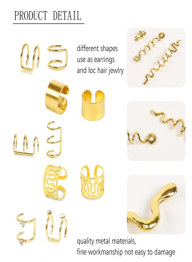 TEBIEKOY 15 Pcs Gold Hair Accessories for Braids Snake Hair Jewelry Non-Piercing Ear Clip Dreadlock Beads Metal Hair Clip Decoration for Women Men Halloween Styling,Gold - Image 4
